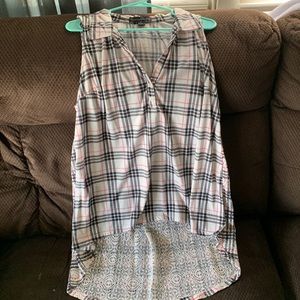 Pink, grey and white striped shirt